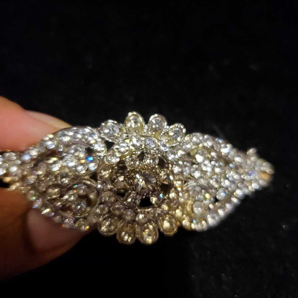 Silver Sparkling Bridal Hair Barrette 3" - image 6