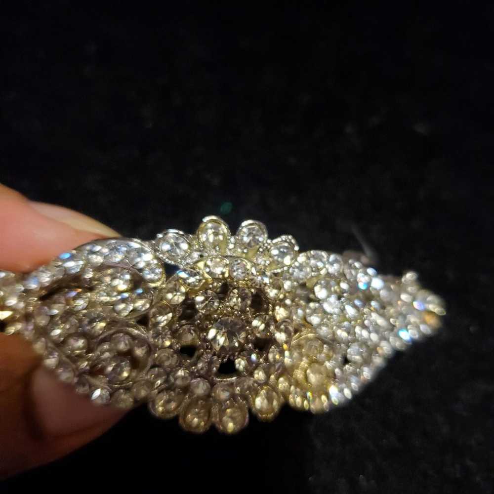 Silver Sparkling Bridal Hair Barrette 3" - image 7