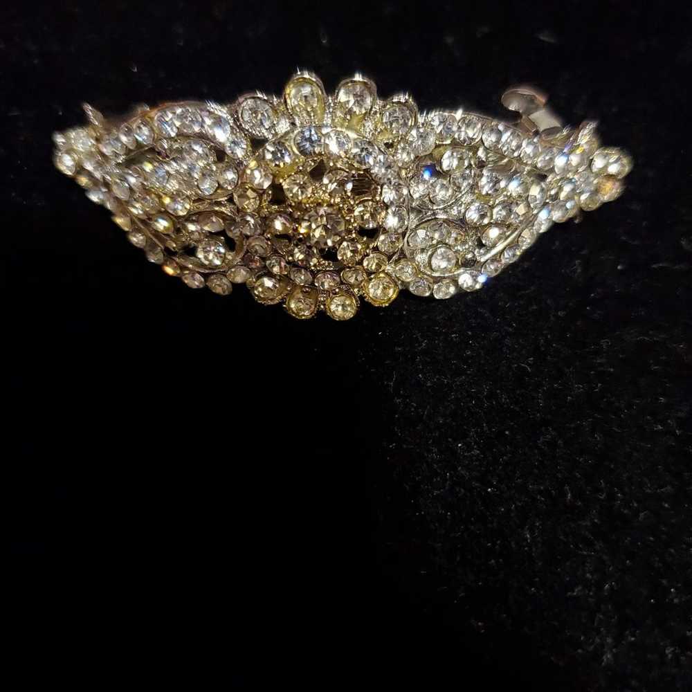 Silver Sparkling Bridal Hair Barrette 3" - image 9