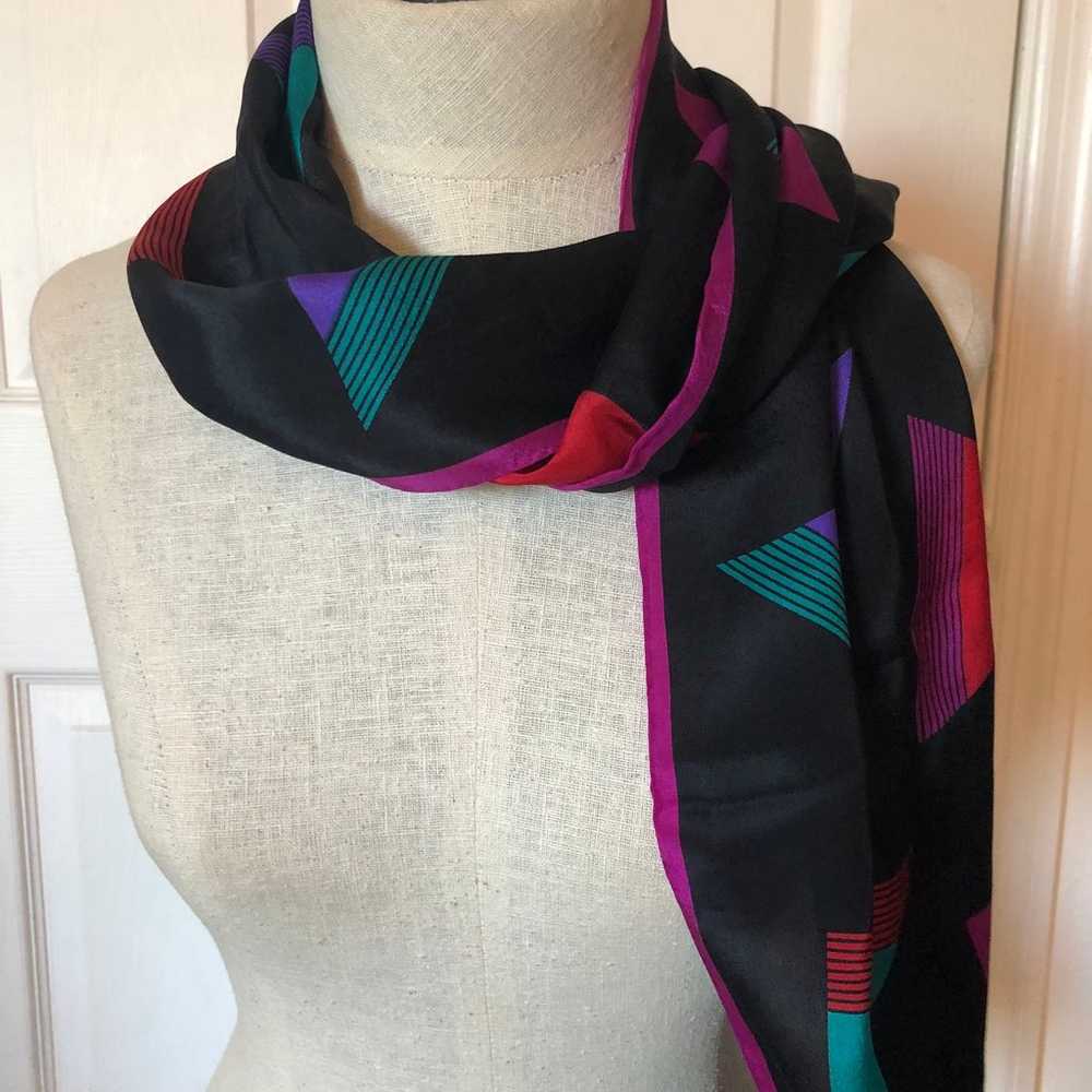 Vintage Abstract Silk Scarf - image 1