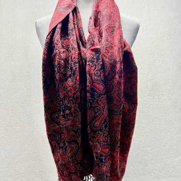 Vintage Pashmina Fringed Silk Scarf Wrap Paisley … - image 1