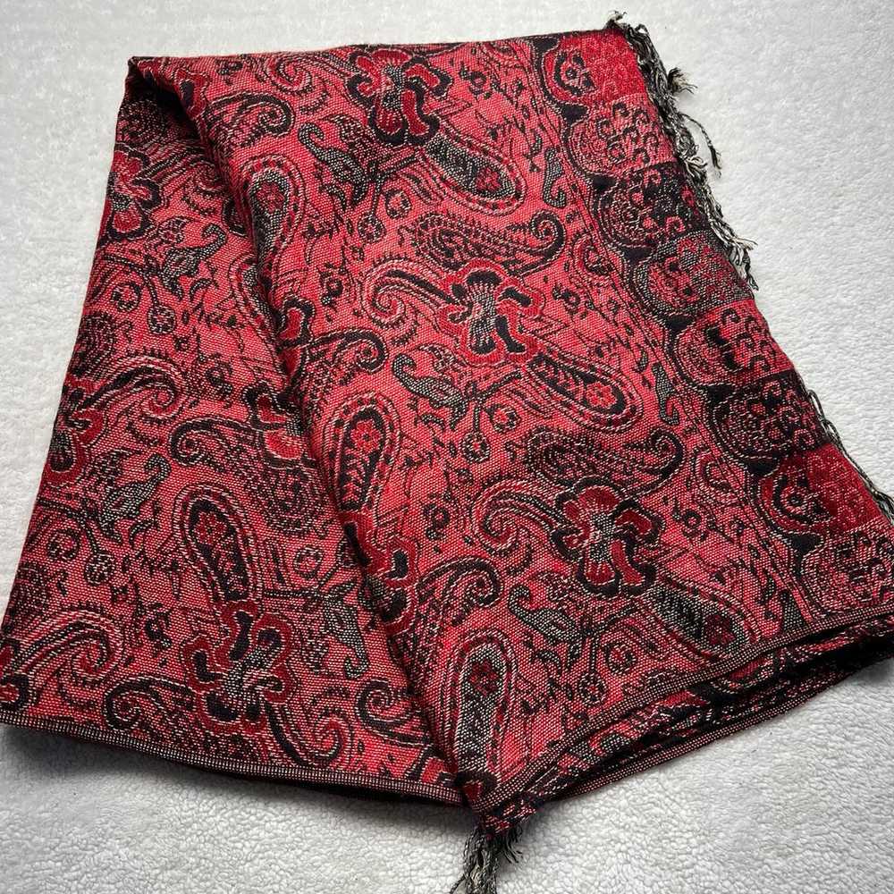 Vintage Pashmina Fringed Silk Scarf Wrap Paisley … - image 3