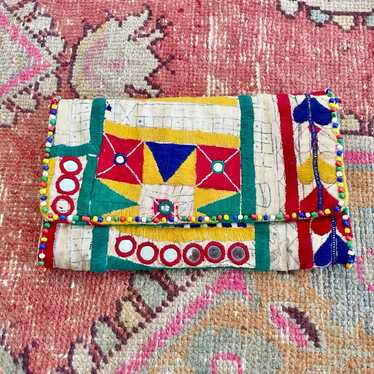 Vintage Mirrored Embroidered Boho Clutch Bag From… - image 1