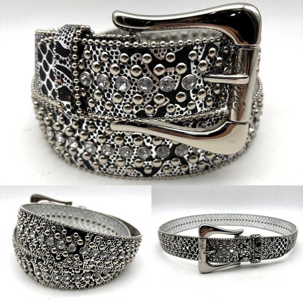 Vintage 00s Y2K Guess Metallic Silver PU Reptile … - image 1