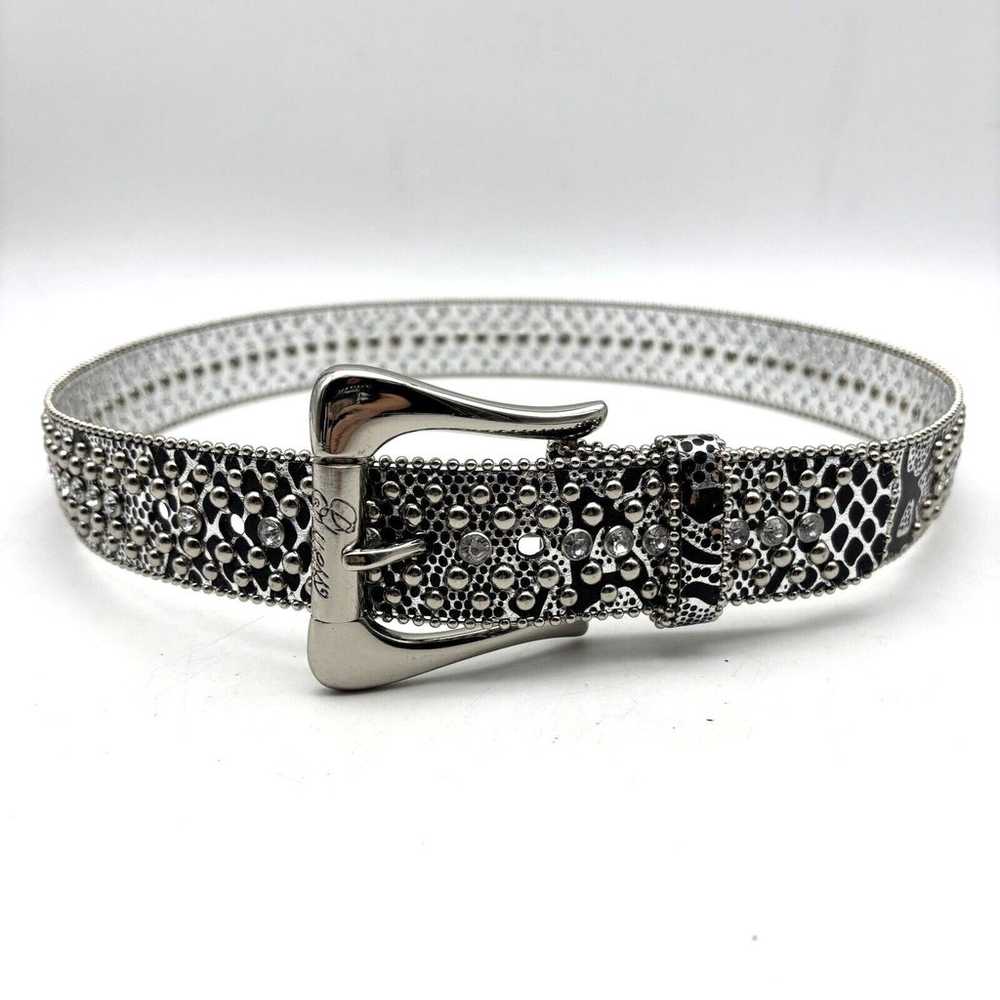 Vintage 00s Y2K Guess Metallic Silver PU Reptile … - image 4