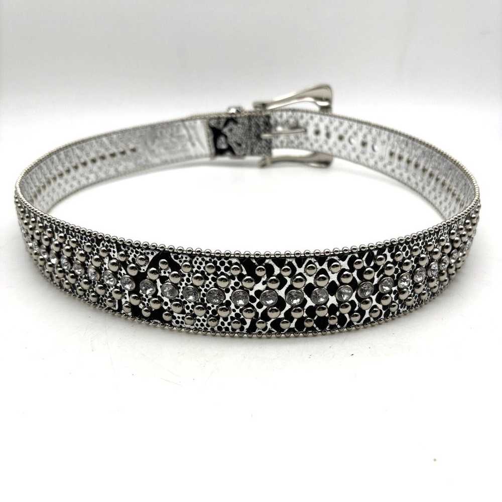 Vintage 00s Y2K Guess Metallic Silver PU Reptile … - image 6