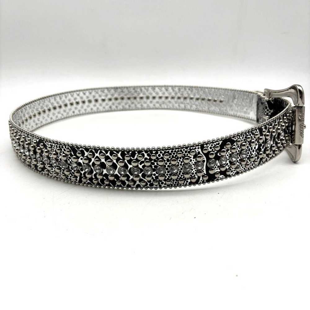 Vintage 00s Y2K Guess Metallic Silver PU Reptile … - image 7