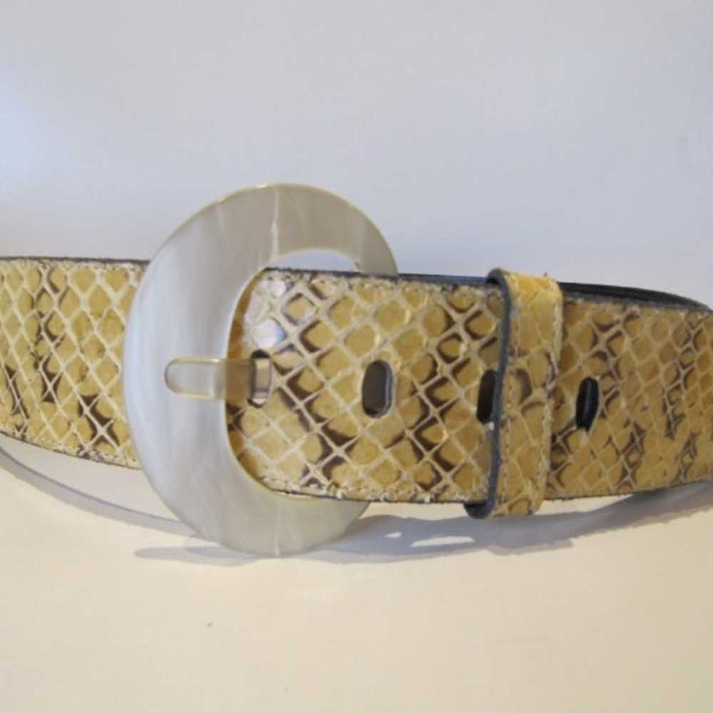 Vintage Krizia Yellow Snakeskin Belt - image 2