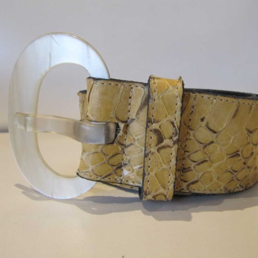 Vintage Krizia Yellow Snakeskin Belt - image 7