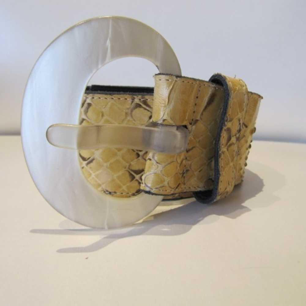 Vintage Krizia Yellow Snakeskin Belt - image 8