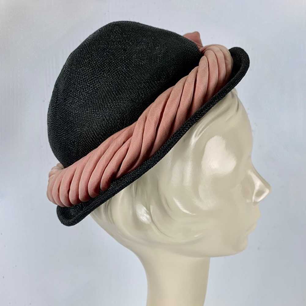 1940-50s Easter Hat New York Creations Navy Blue … - image 1