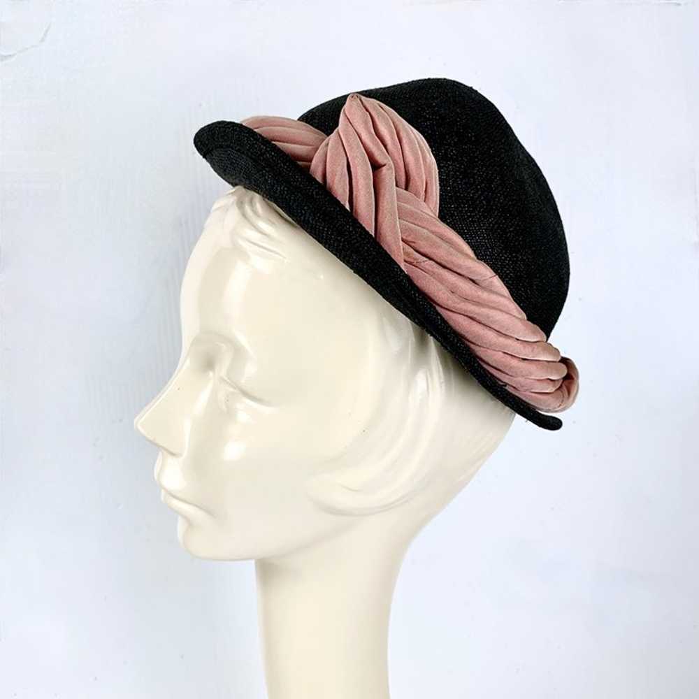 1940-50s Easter Hat New York Creations Navy Blue … - image 3