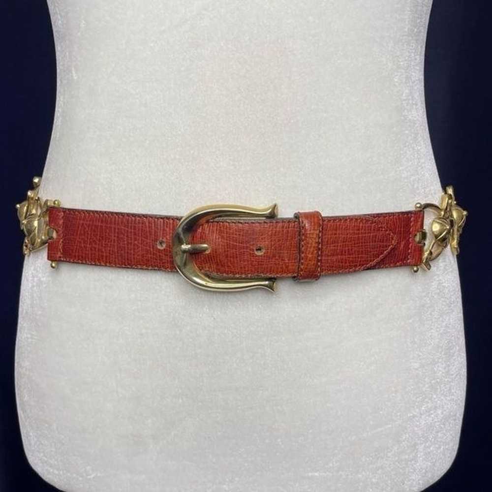 80s 90s Pepe Mateu Leather Polo Link Belt - image 2