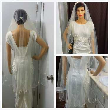 Vintage ivory wedding veil - image 1