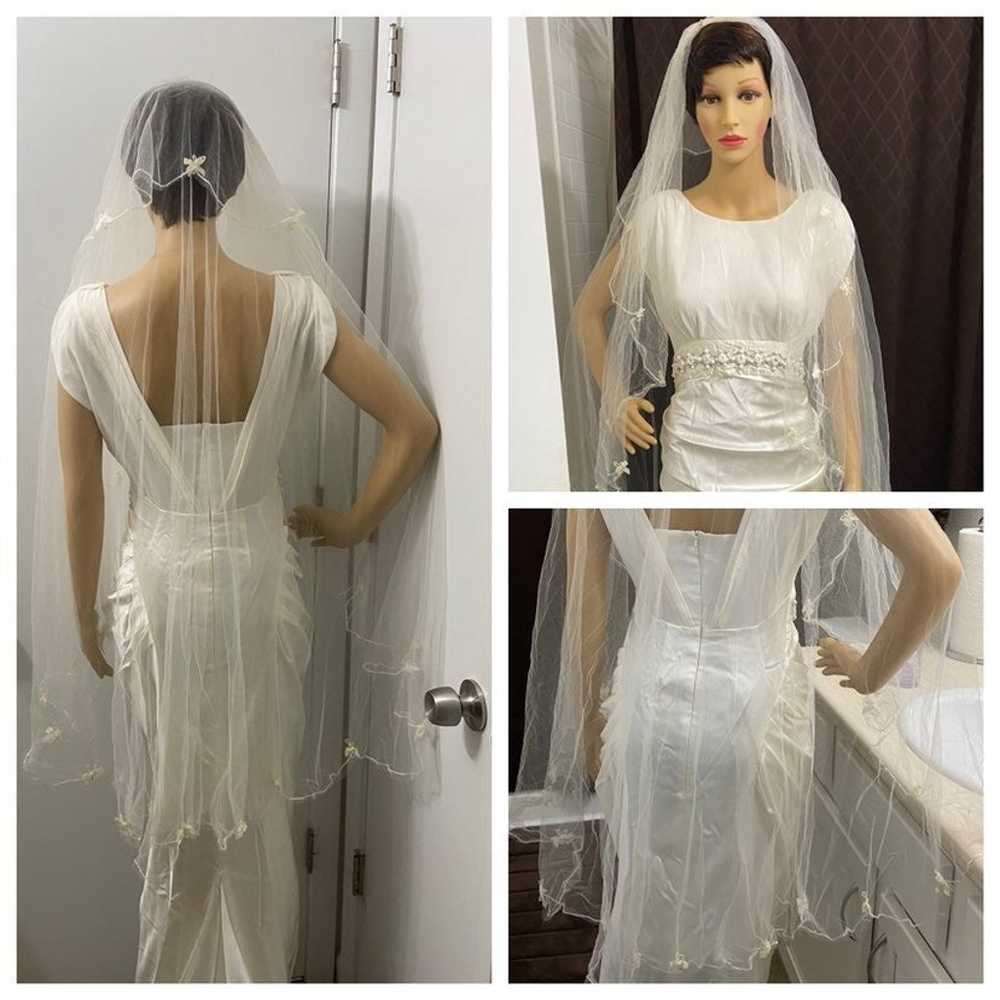 Vintage ivory wedding veil - image 2