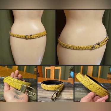 Vintage Genuine Snakeskin Belt Yellow Snakeskin Be