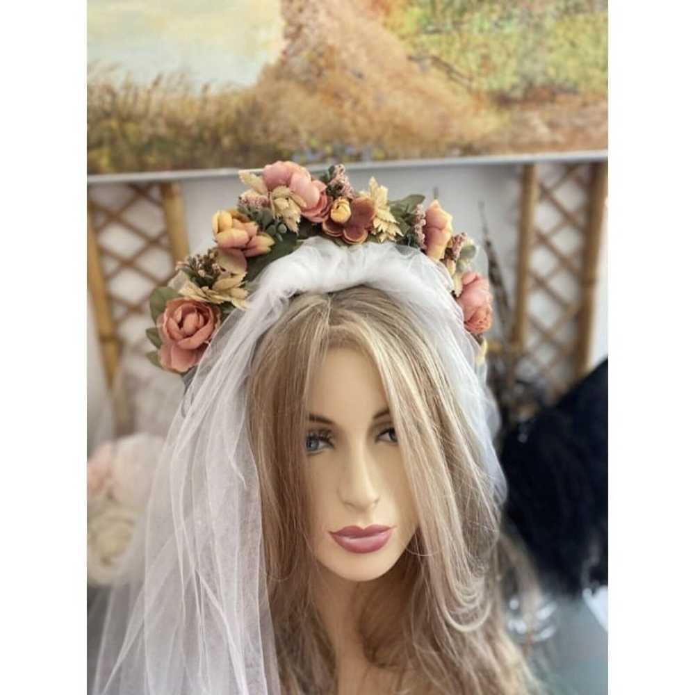 Vintage Bridal Wedding Hair Accessory Crown Earth… - image 9