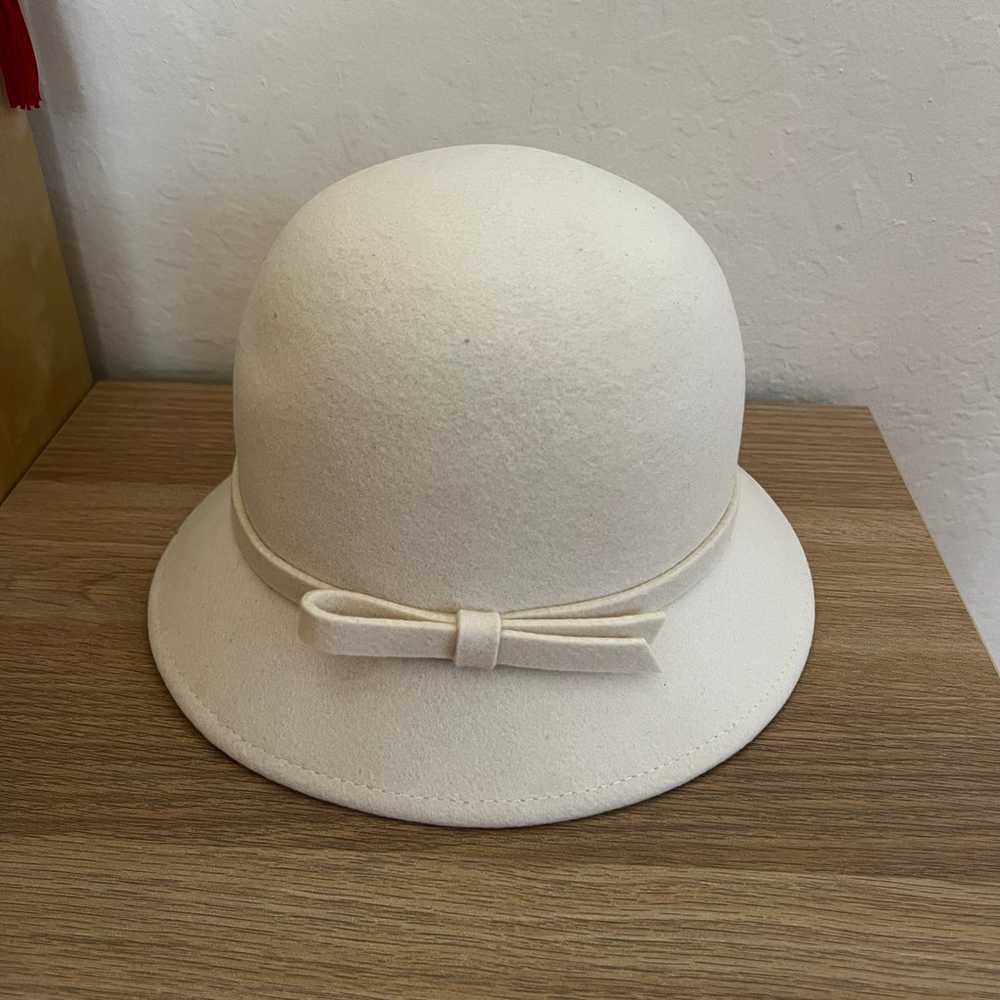 NWOT 100% Wool Vintage Classy Style Hat White Cre… - image 7