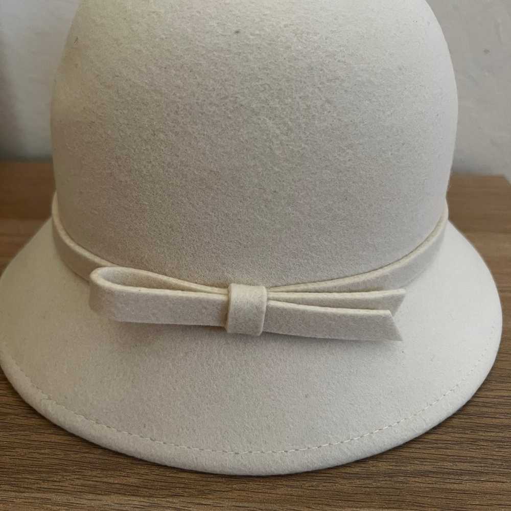 NWOT 100% Wool Vintage Classy Style Hat White Cre… - image 8