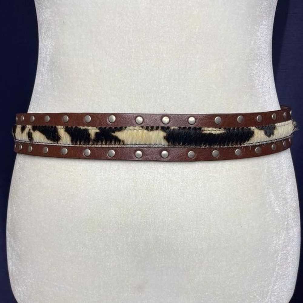 90s Leather Pony Hair Western Belt - image 4