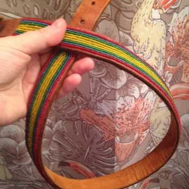 1960's african leather beaded belt xs