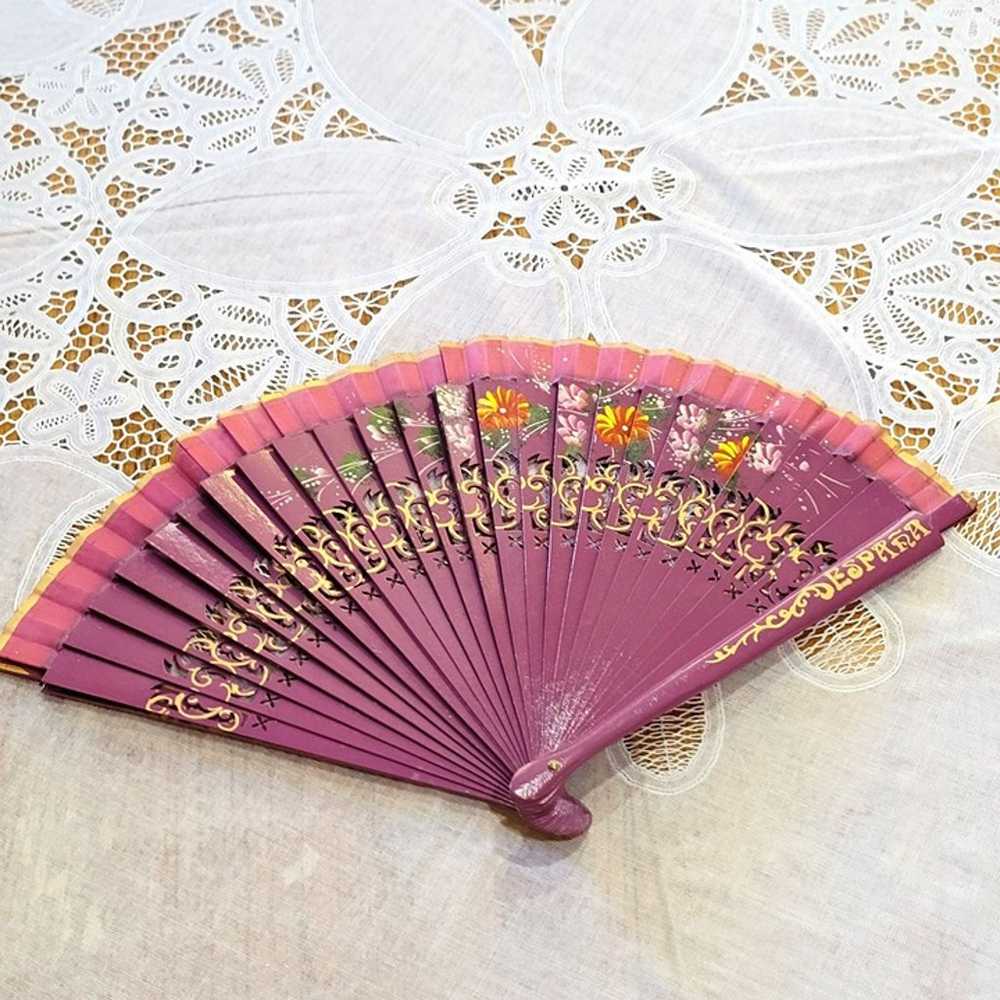 Vintage Handpainted Spanish Fan Despara Pierced P… - image 1