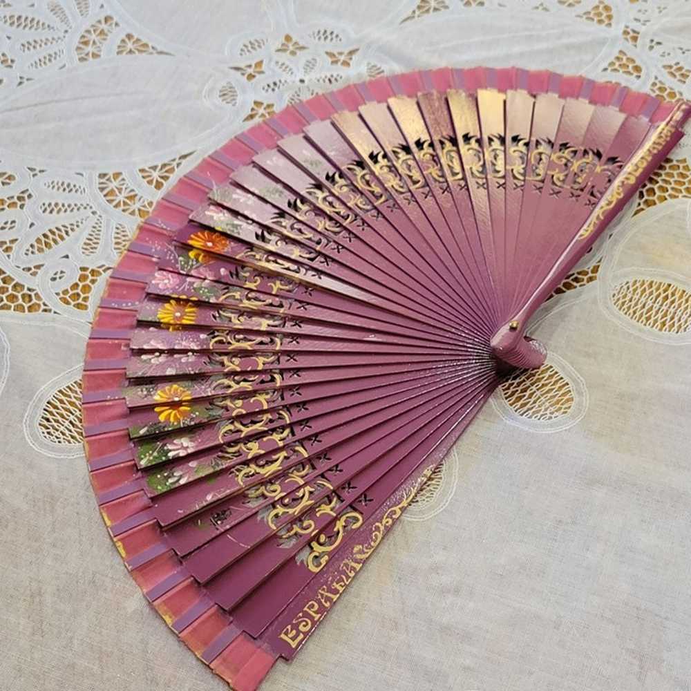 Vintage Handpainted Spanish Fan Despara Pierced P… - image 8