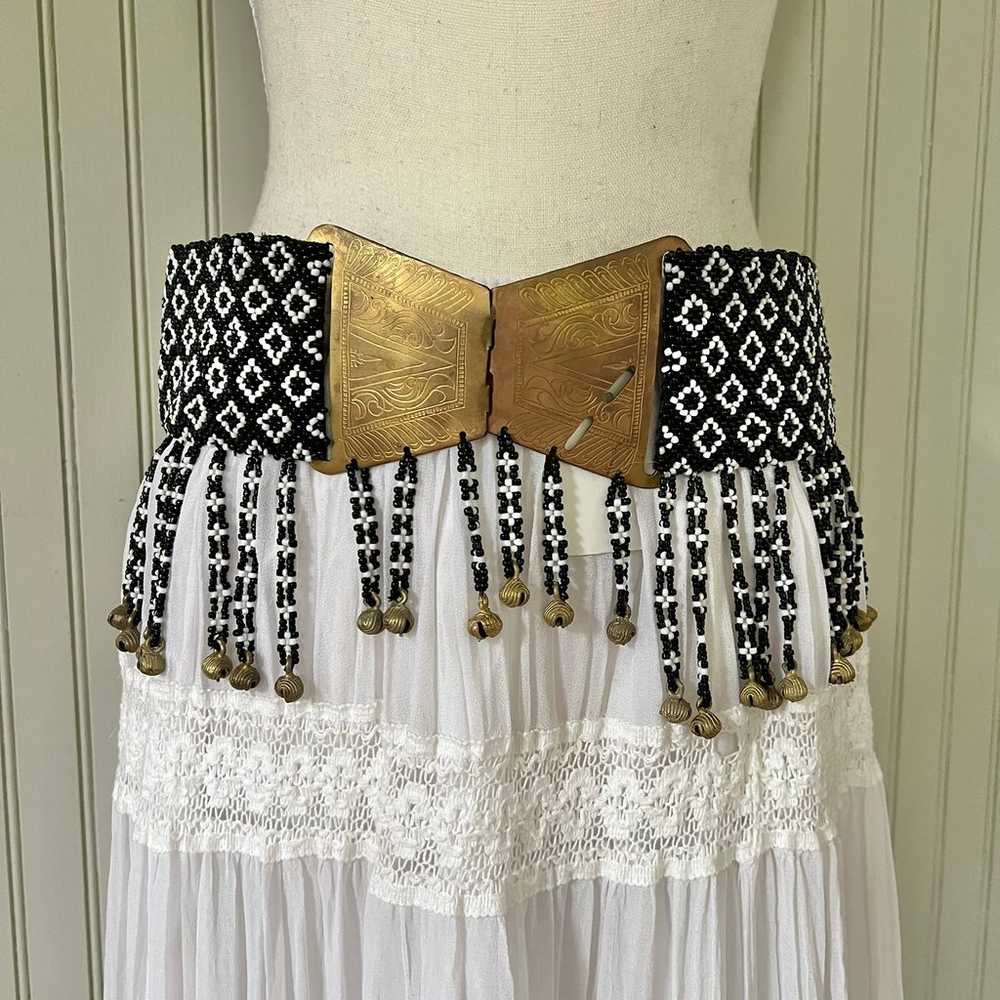 DKNY Vintage Wide All Beaded Belt With Fringe and… - image 1