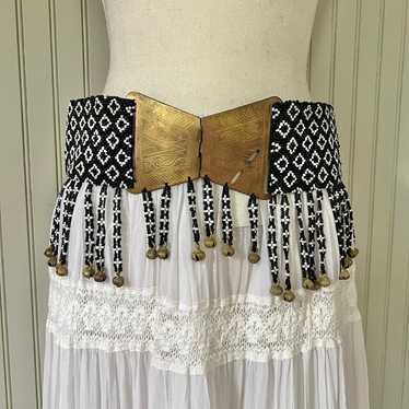 DKNY Vintage Wide All Beaded Belt With Fringe and… - image 1