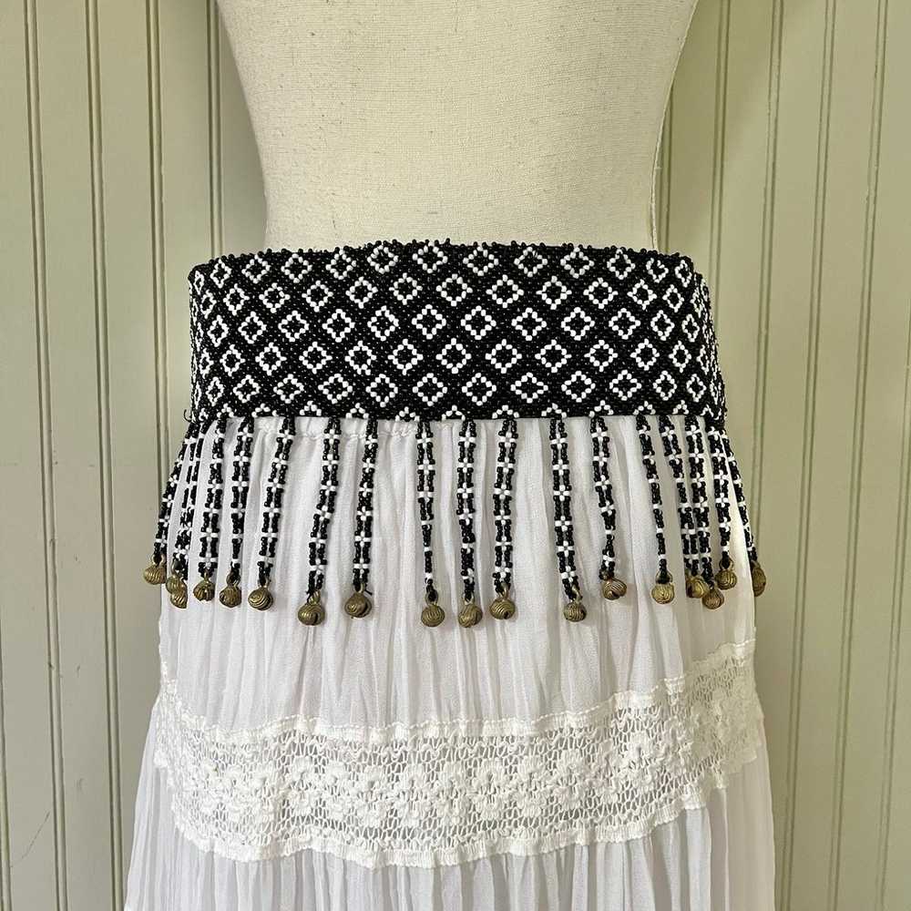 DKNY Vintage Wide All Beaded Belt With Fringe and… - image 3