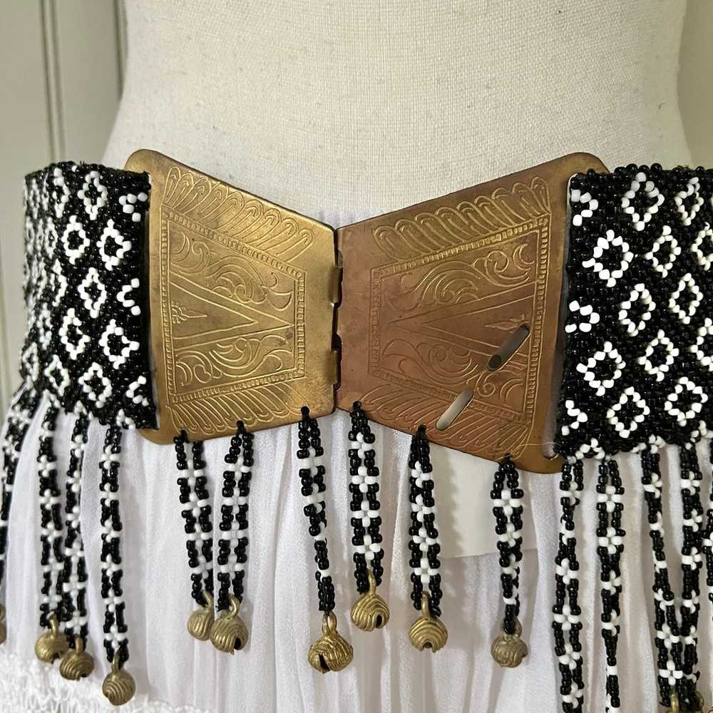 DKNY Vintage Wide All Beaded Belt With Fringe and… - image 8