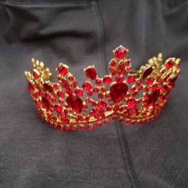 Vintage Ruby RED Rhinestone Tiara Crown