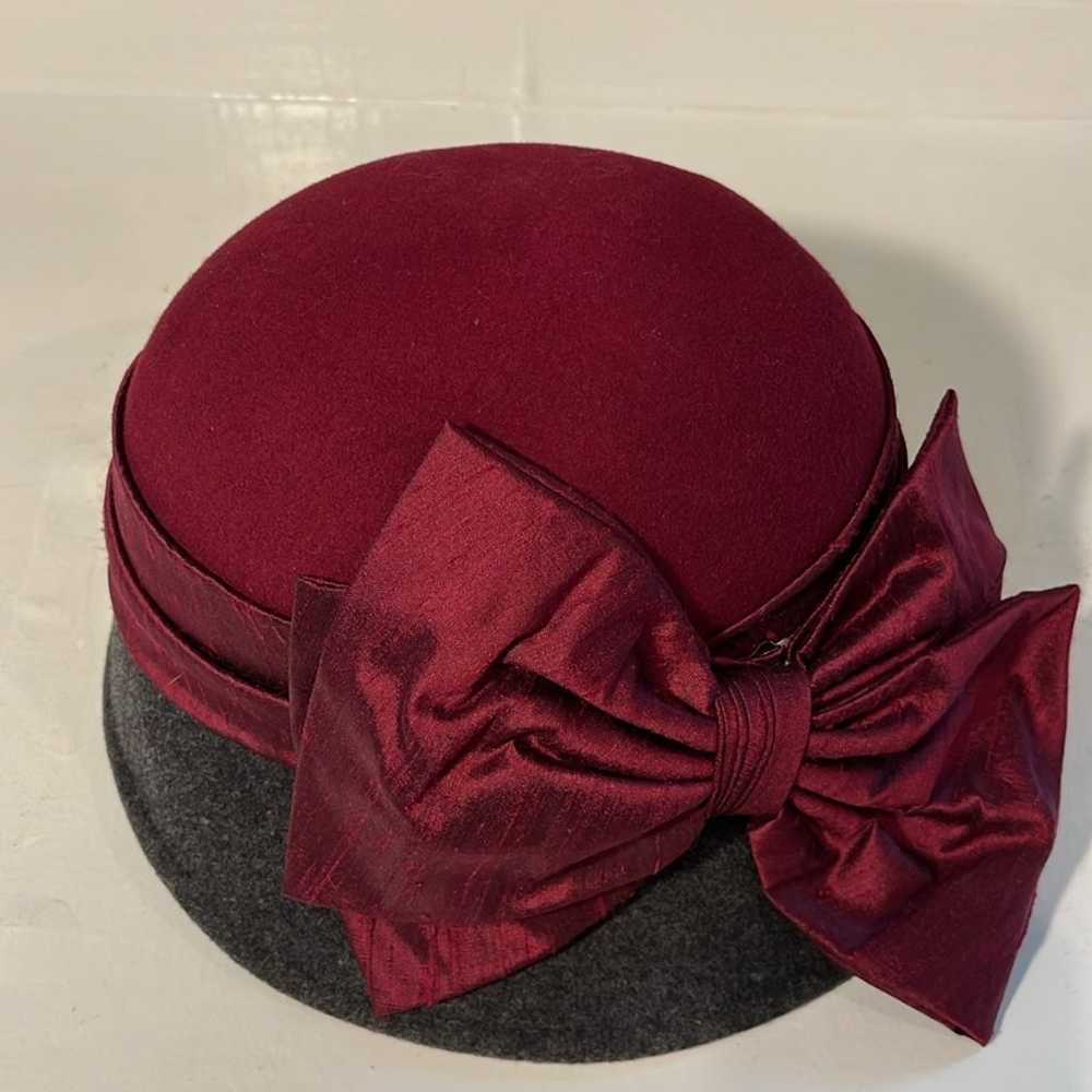 Burgundy and Gray Classy Beautiful Wool Cloche Ha… - image 3