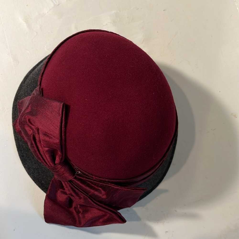 Burgundy and Gray Classy Beautiful Wool Cloche Ha… - image 4