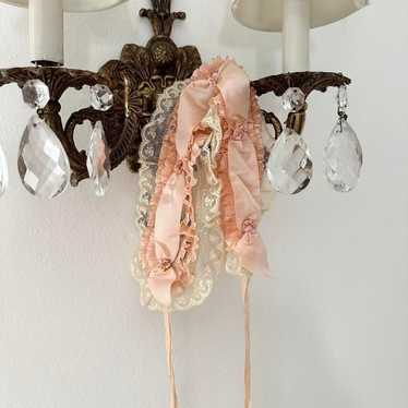 Antique 1920s Peach Pink Frilly Bandeau Headband - image 1