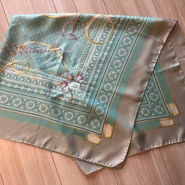 Herno light blue silk scarf with floral pattern