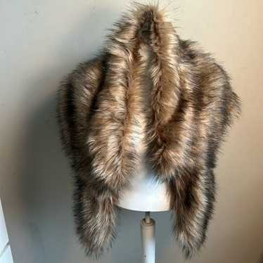 Vintage Polyester Faux Fur  Wrap Scarf Stole - image 1