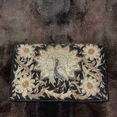 1930/1940 Vintage velvet zardozi peacock clutch