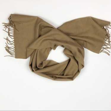 Glen Heath Vintage Tan Camel Hair Fringe Scarf - image 1