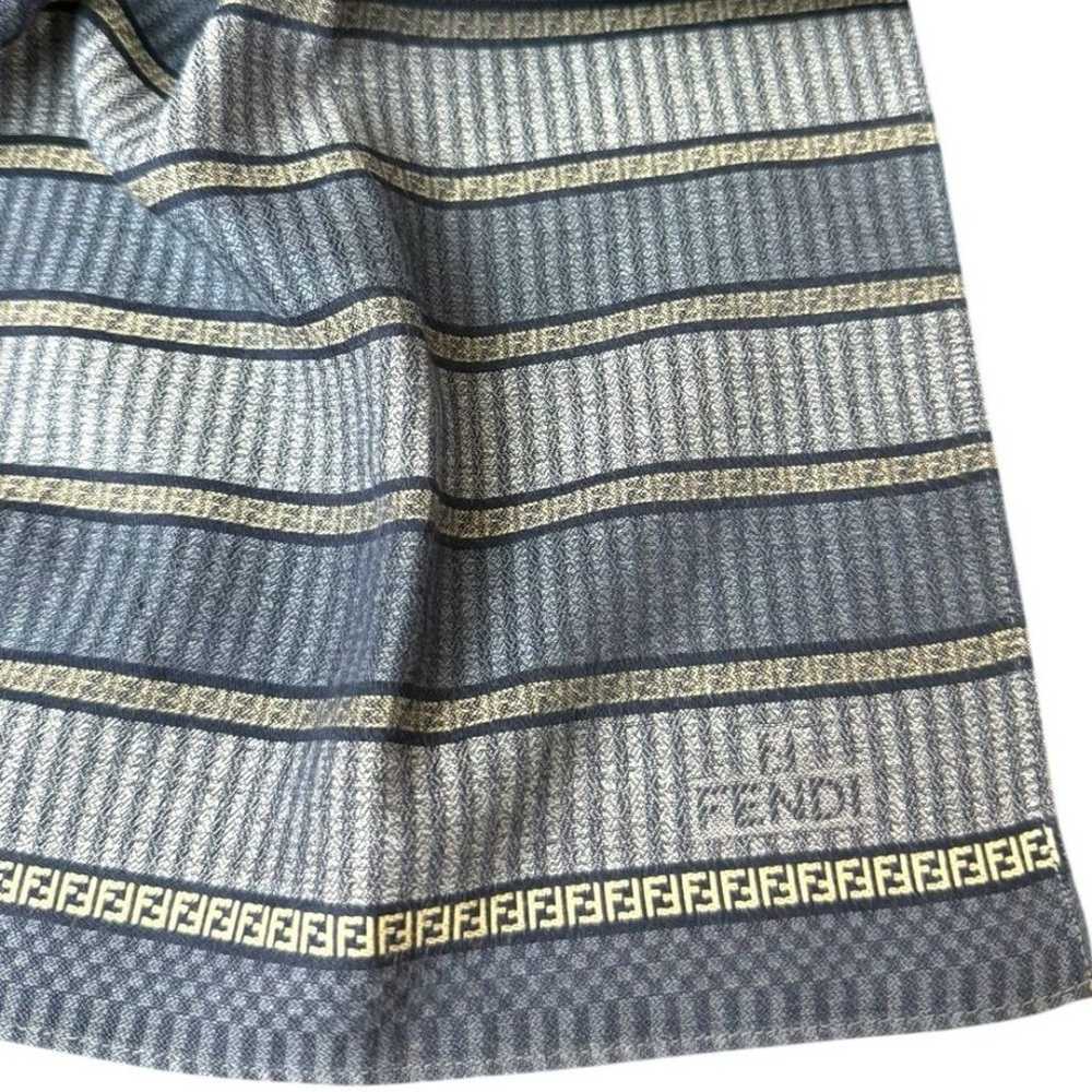 Fendi Blue Striped Cotton Handkerchief 17”x17” - image 1