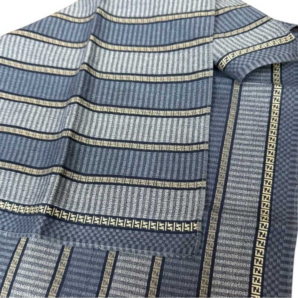 Fendi Blue Striped Cotton Handkerchief 17”x17” - image 4