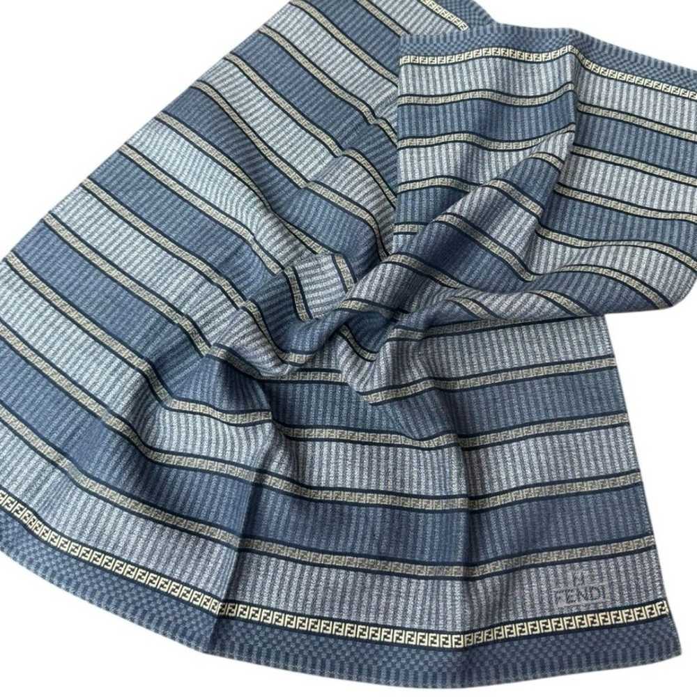 Fendi Blue Striped Cotton Handkerchief 17”x17” - image 6