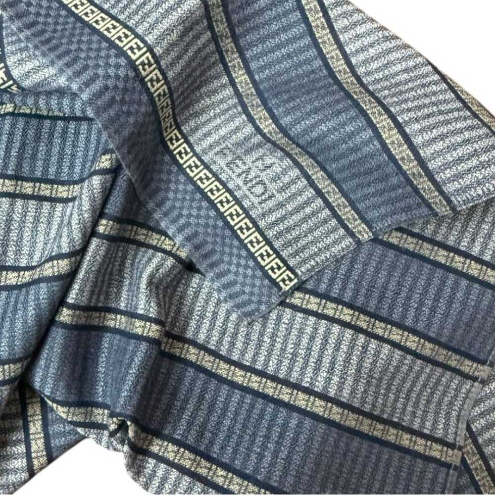 Fendi Blue Striped Cotton Handkerchief 17”x17” - image 7