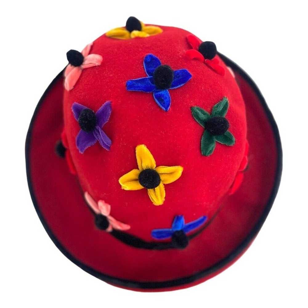 Whittaker & Shon 100% Doeskin Wool Red Felt Hat V… - image 2