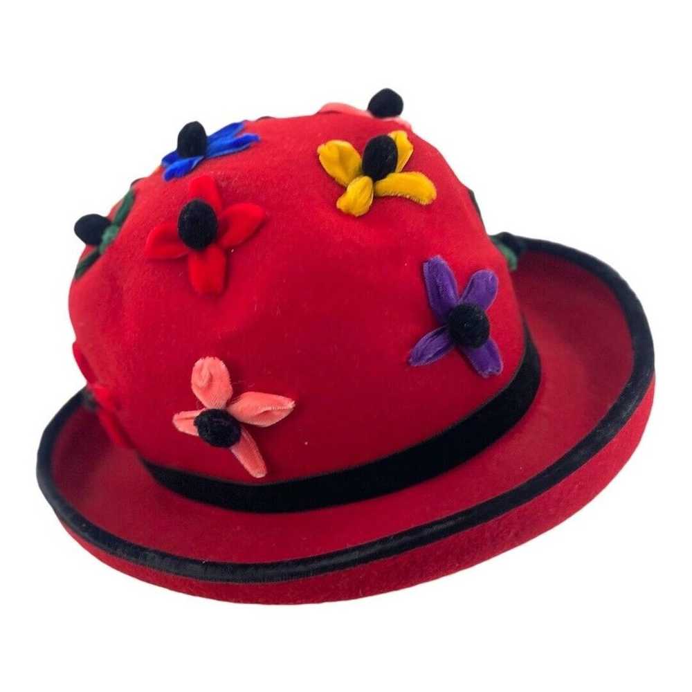 Whittaker & Shon 100% Doeskin Wool Red Felt Hat V… - image 3