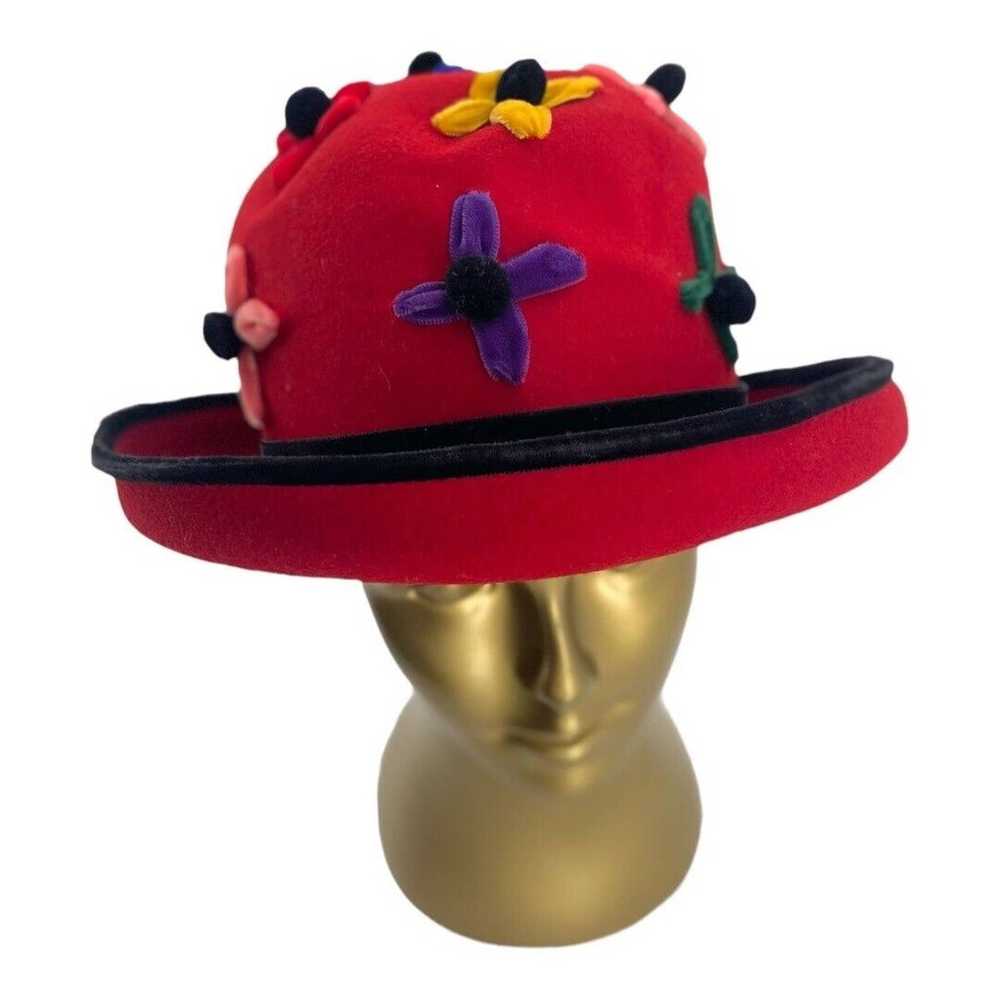 Whittaker & Shon 100% Doeskin Wool Red Felt Hat V… - image 6