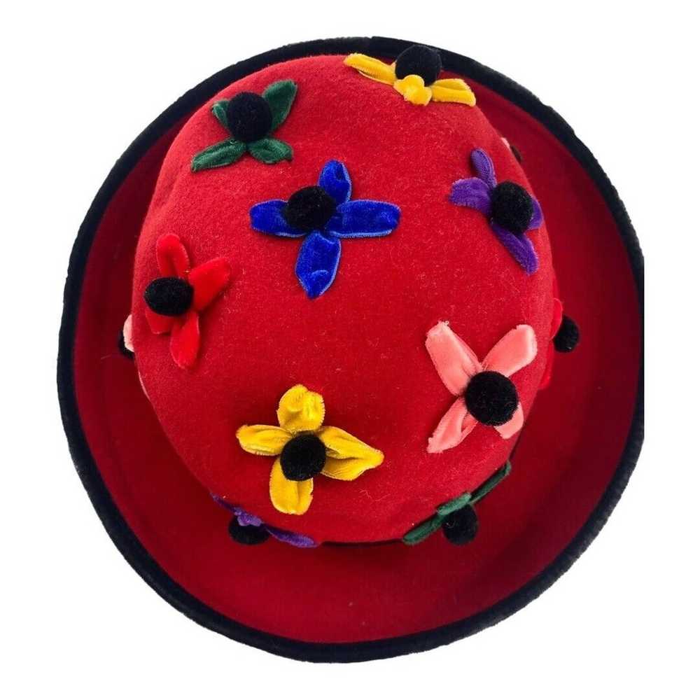 Whittaker & Shon 100% Doeskin Wool Red Felt Hat V… - image 8