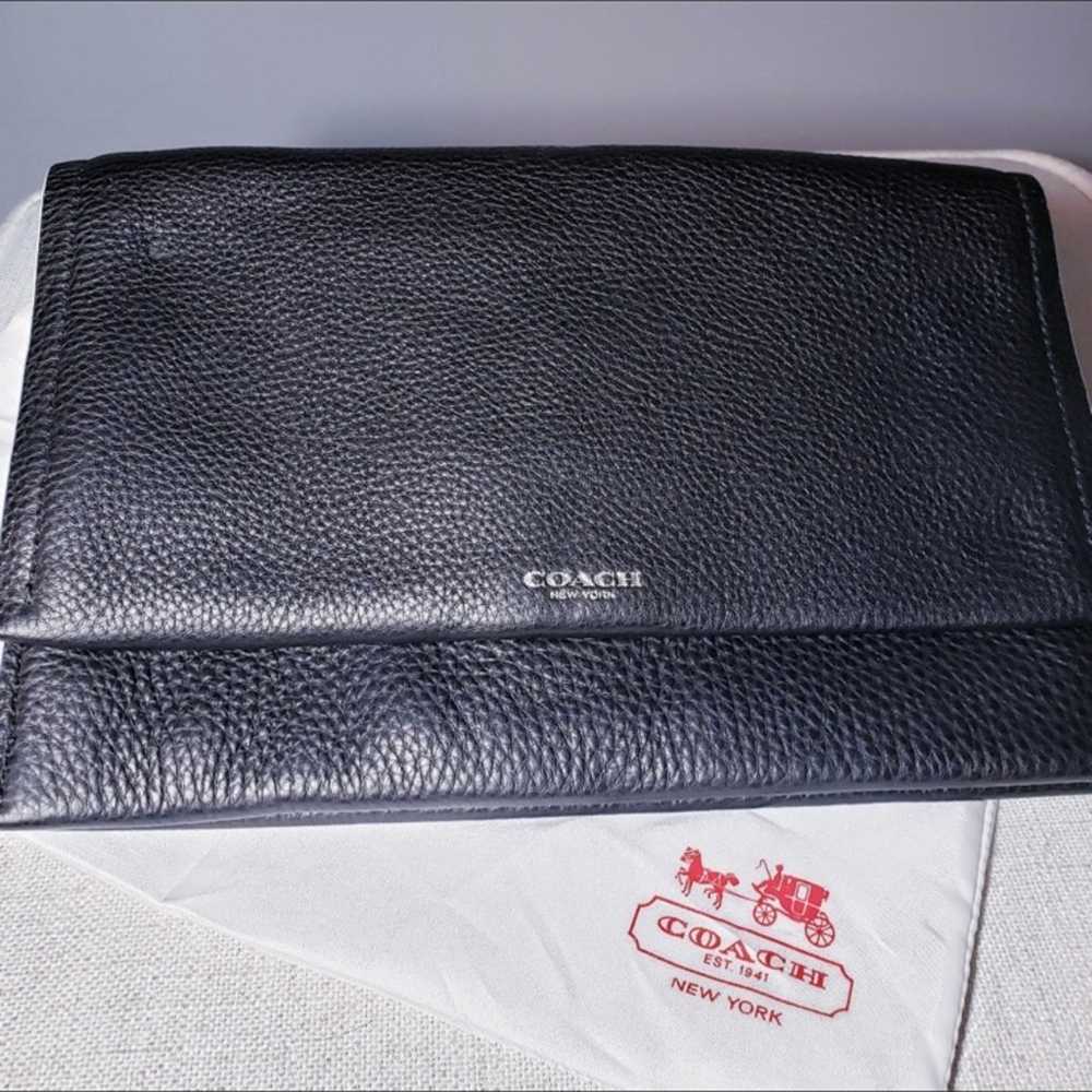 coach pebbled, leather envelope, clutch, like new… - image 7