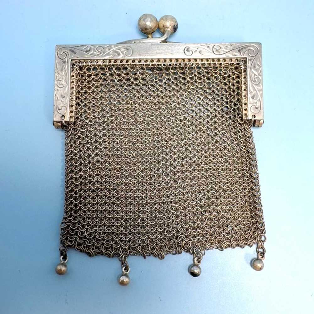 Antique Sterling Silver Chatelaine Finger Purse C… - image 1