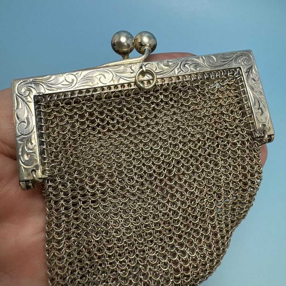 Antique Sterling Silver Chatelaine Finger Purse C… - image 3